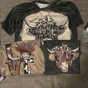 SHEIN Graphic Short Sleeve Tees - Black, Brown, Gray